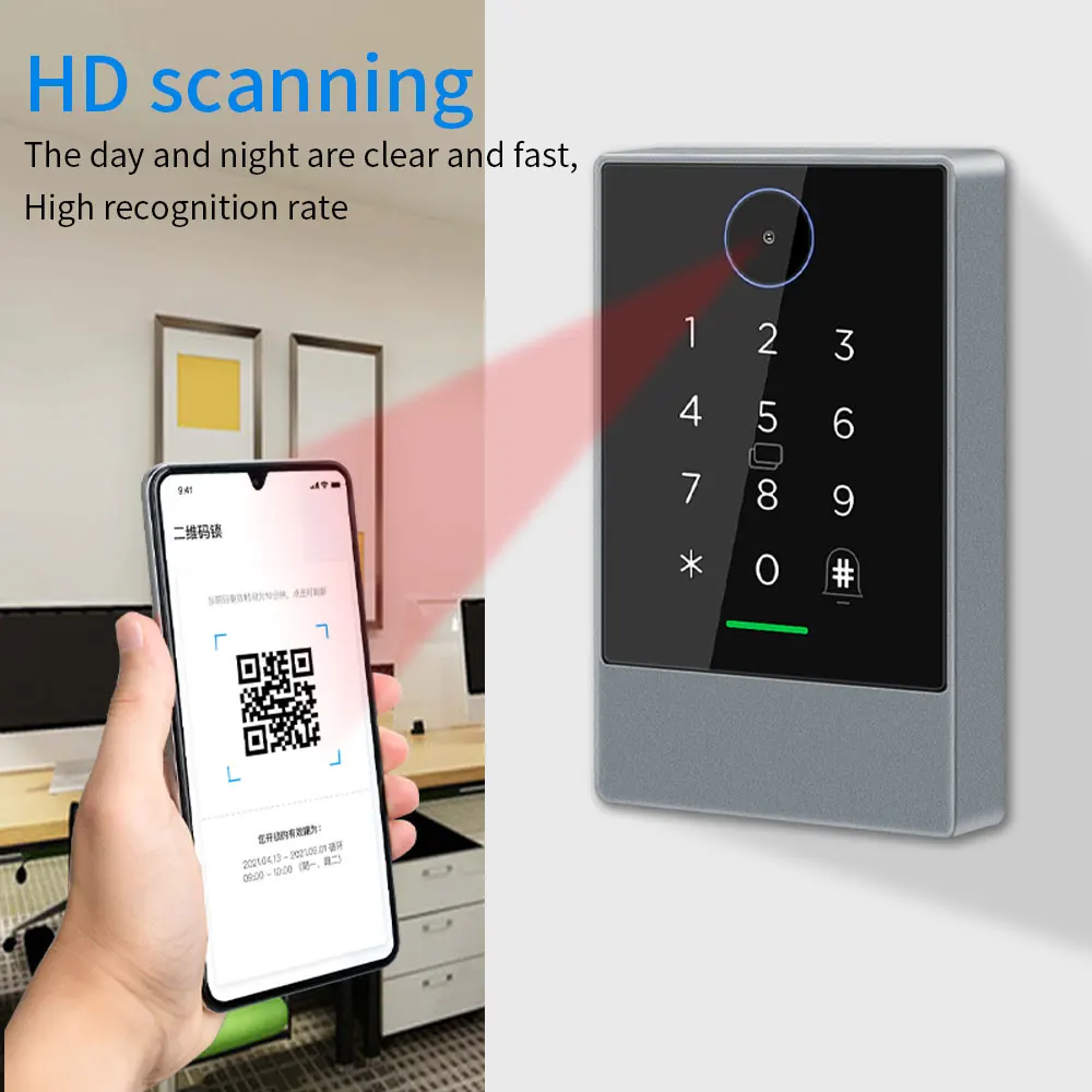 TTLOCK QR Code Access Control Reader 13.56Mhz Rfid IP67 Waterproof Keypad QRcode Scanner K3Q +G2 Hub Work with Alexa Google Home 3 TTLOCK QR Code Access Control Reader 13.56Mhz Rfid IP67 Waterproof Keypad QRcode Scanner K3Q +G2 Hub Work with Alexa Google Home 3