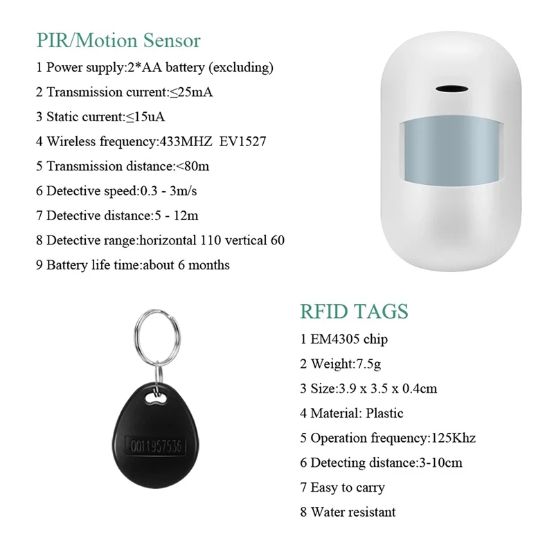 Wifi GSM Smart Home Alarm System Kits Tuya 433MHz Wireless Security Home Alarm Smart Life App Control PIR Motion Sensor 6