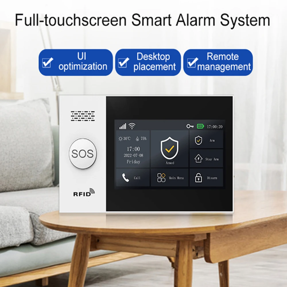 PGST new PG107 intelligent home 4G alarm system, 4.3-inch high-definition touch screen, Tuya, WIFI, GSM GPRS multiple communicat 2 PGST new PG107 intelligent home 4G alarm system, 4.3-inch high-definition touch screen, Tuya, WIFI, GSM GPRS multiple communicat 2