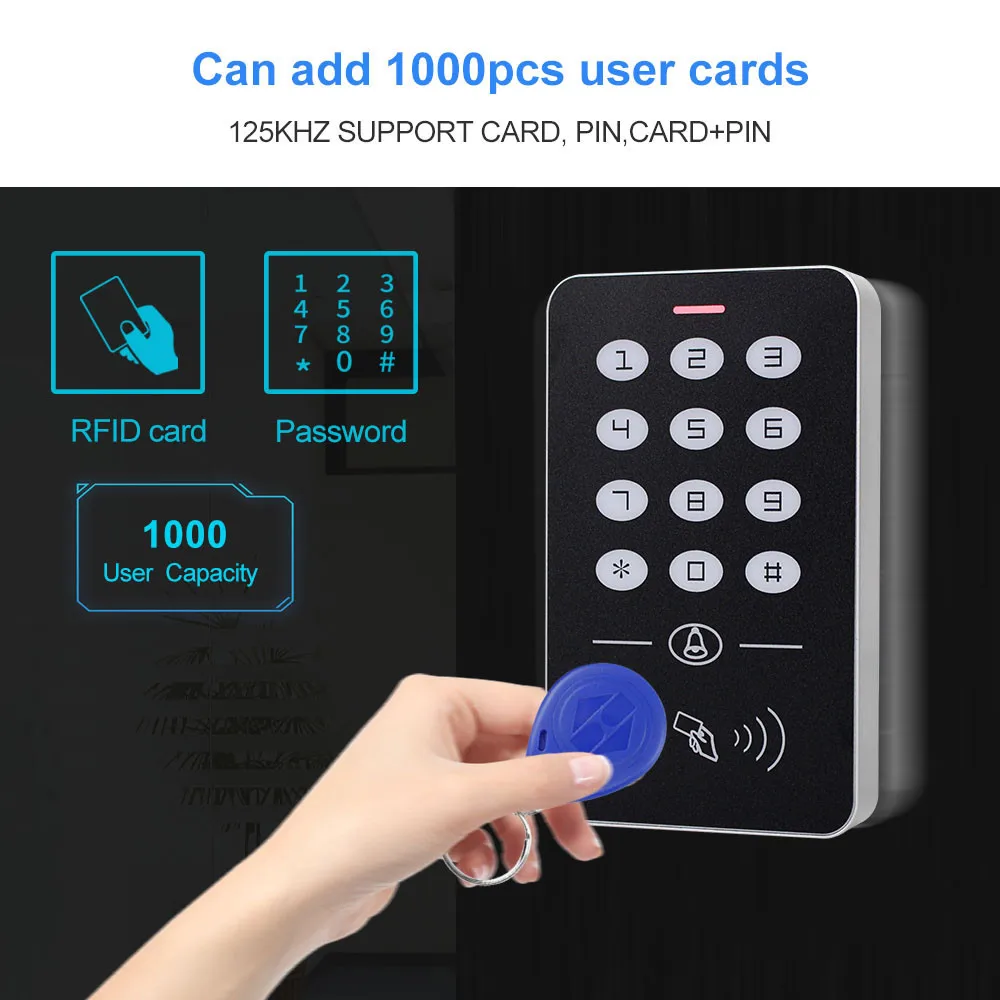 OBO Hands Door Access Control System Kit RFID Keypad + Power Supply + Electric 180KG Magnetic Lock Strike Door Locks for Home 2
