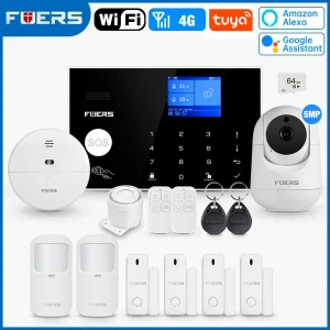 FUERS WIFI GSM Alarm System Wireless Home Burglar Security Alarm System Tuya APP Control Siren Motion Detector PIR Smoke Sensor – מערכות אזע