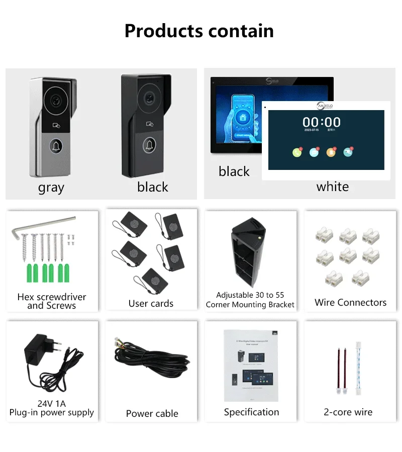 Tuya Smart 1080P 2 Wire Visiophone Doorbell Video Intercom System for Home Metal Door Phone Support IP Camera Safety protection 5