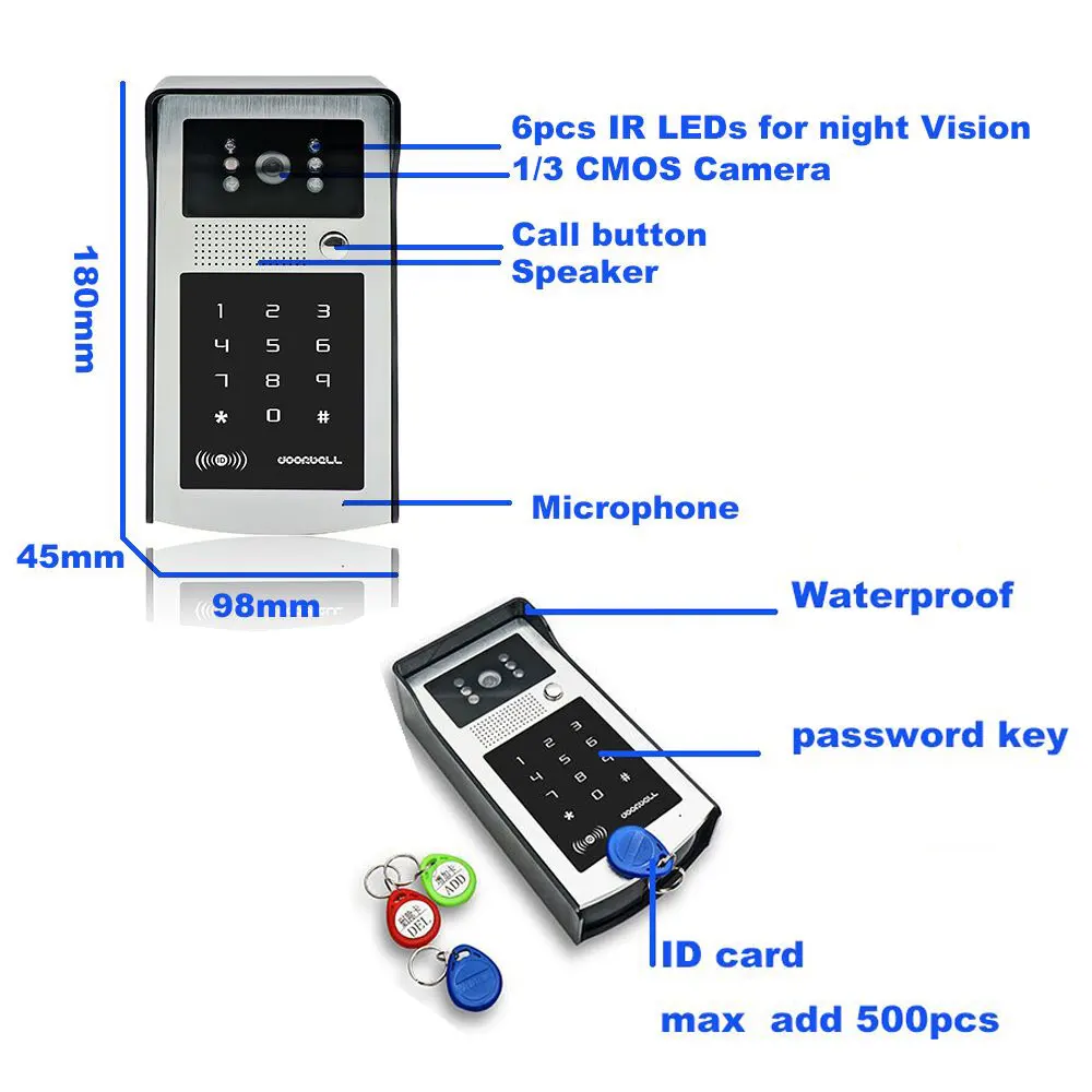 9 Inch Tuya WIFI Video Intercom System Doorbell Waterproof Outdoor Camera Wireless Doorphone with RFID Card Password Keyborad 4 9 Inch Tuya WIFI Video Intercom System Doorbell Waterproof Outdoor Camera Wireless Doorphone with RFID Card Password Keyborad 4