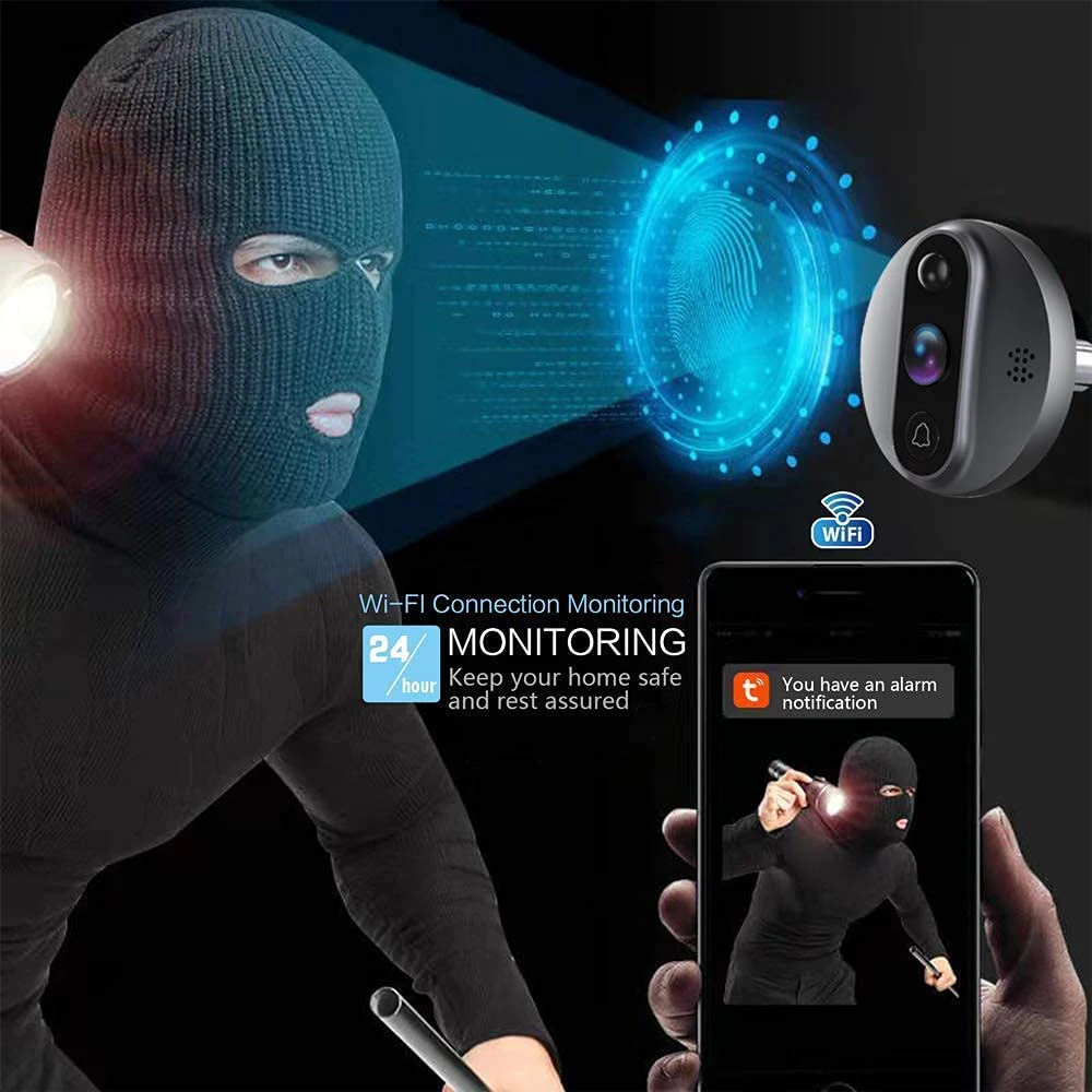 3MP Smart Life Tuya 1080P WiFi Door Bell Eye Peephole Camera 5000mAh Battery PIR Motion Detector IR Alexa Google Digital Viewer 5 3MP Smart Life Tuya 1080P WiFi Door Bell Eye Peephole Camera 5000mAh Battery PIR Motion Detector IR Alexa Google Digital Viewer 5