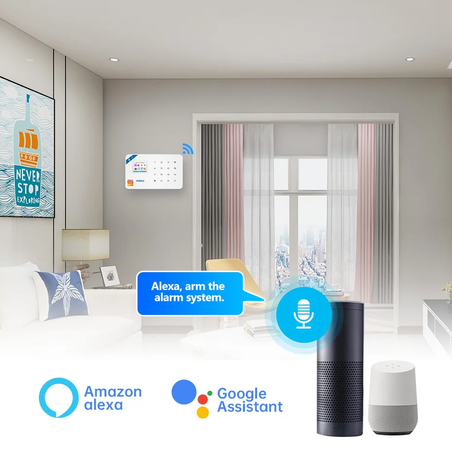 KERUI W181 Alarm System Secutrity Home WIFI GSM Alarm Tuya Smart Motion Detector Door Sensor Burglar IP Camera Work Alexa Google 5 KERUI W181 Alarm System Secutrity Home WIFI GSM Alarm Tuya Smart Motion Detector Door Sensor Burglar IP Camera Work Alexa Google 5