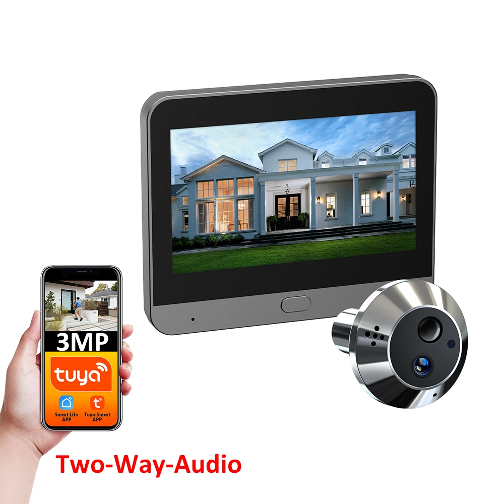 MINI Two Way Audio 3MP Tuya Smart WiFi Digital Door Eye Peephole Viewer No Red Night Exposure Night Vision PIR Camera Wide View MINI Two Way Audio 3MP Tuya Smart WiFi Digital Door Eye Peephole Viewer No Red Night Exposure Night Vision PIR Camera Wide View