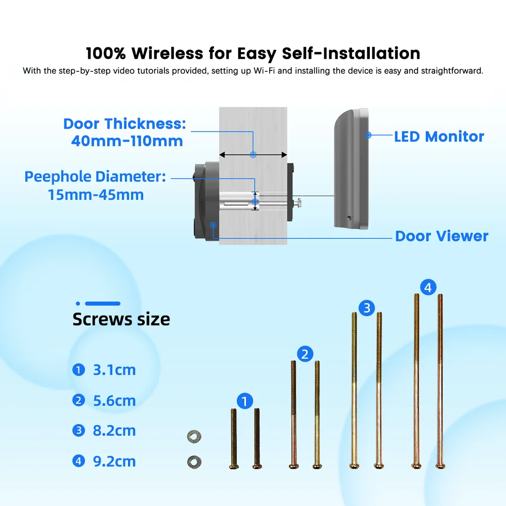 3MP Smart Life Tuya 1080P WiFi Door Bell Eye Peephole Camera 5000mAh Battery PIR Motion Detector IR Alexa Google Digital Viewer 6 3MP Smart Life Tuya 1080P WiFi Door Bell Eye Peephole Camera 5000mAh Battery PIR Motion Detector IR Alexa Google Digital Viewer 6