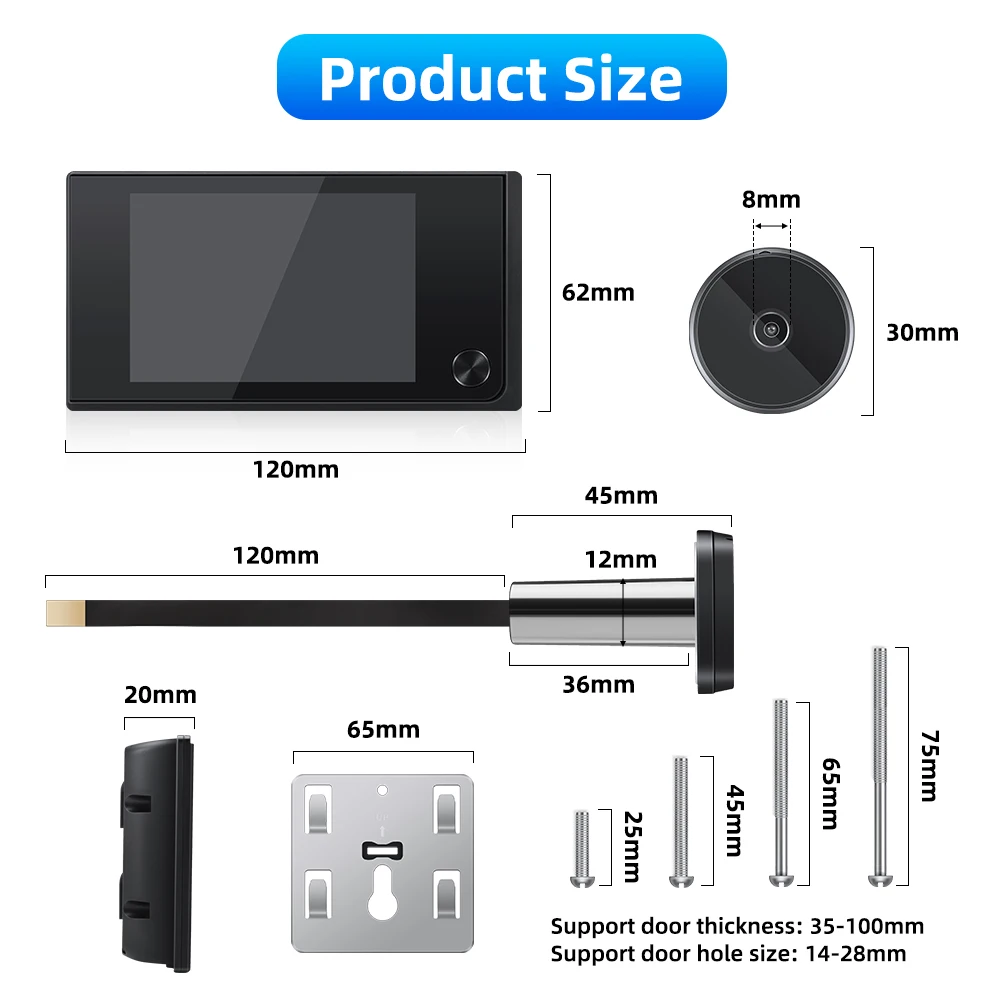 Awapow 3.5 Inch Doorbell Peephole Viewer Digital Door Camera 120° LCD 2 Million HD Pixels Cat Eye Door Bell Outdoor Monitor 6 Awapow 3.5 Inch Doorbell Peephole Viewer Digital Door Camera 120° LCD 2 Million HD Pixels Cat Eye Door Bell Outdoor Monitor 6