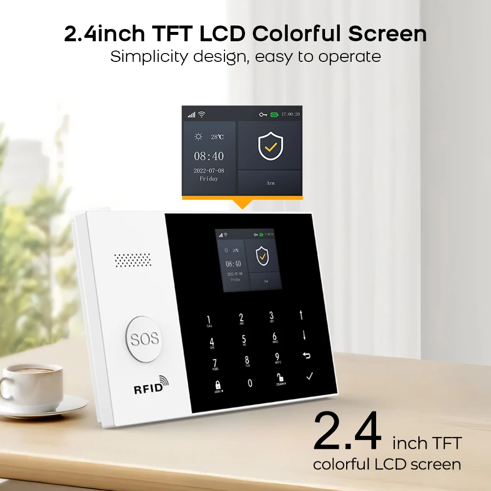 WIFI GSM Alarm System Tuya Smart Life APP Home Smart Security Protection Wireless Security Alarm House System with ALexa 2
