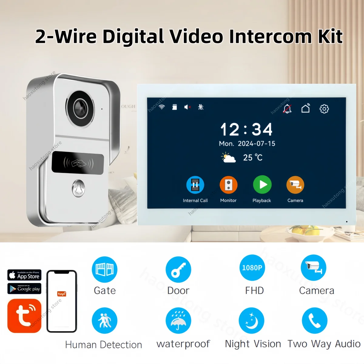 2 Wires Digital Video Intercom System 7/10 Inch Wireless WIFI Video Doorphone Tuya Smart WIFI Doorbell Camera for home Apartment 2 2 Wires Digital Video Intercom System 7/10 Inch Wireless WIFI Video Doorphone Tuya Smart WIFI Doorbell Camera for home Apartment 2