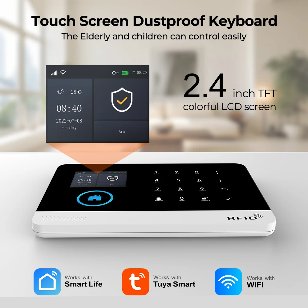 GauTone TUYA GSM Alarm System for Home Burglar Security 433MHz 2G WiFi Alarm Wireless Smart Home App Control PG103 2 GauTone TUYA GSM Alarm System for Home Burglar Security 433MHz 2G WiFi Alarm Wireless Smart Home App Control PG103 2