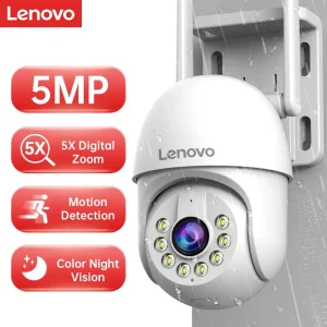 Lenovo 5MP Smart Wifi PTZ Camera Outdoor 5x Digital Zoom Auto Tracking ONVIF CCTV IP Camera Security Video Surveillance Camera – מצלמות אבטח