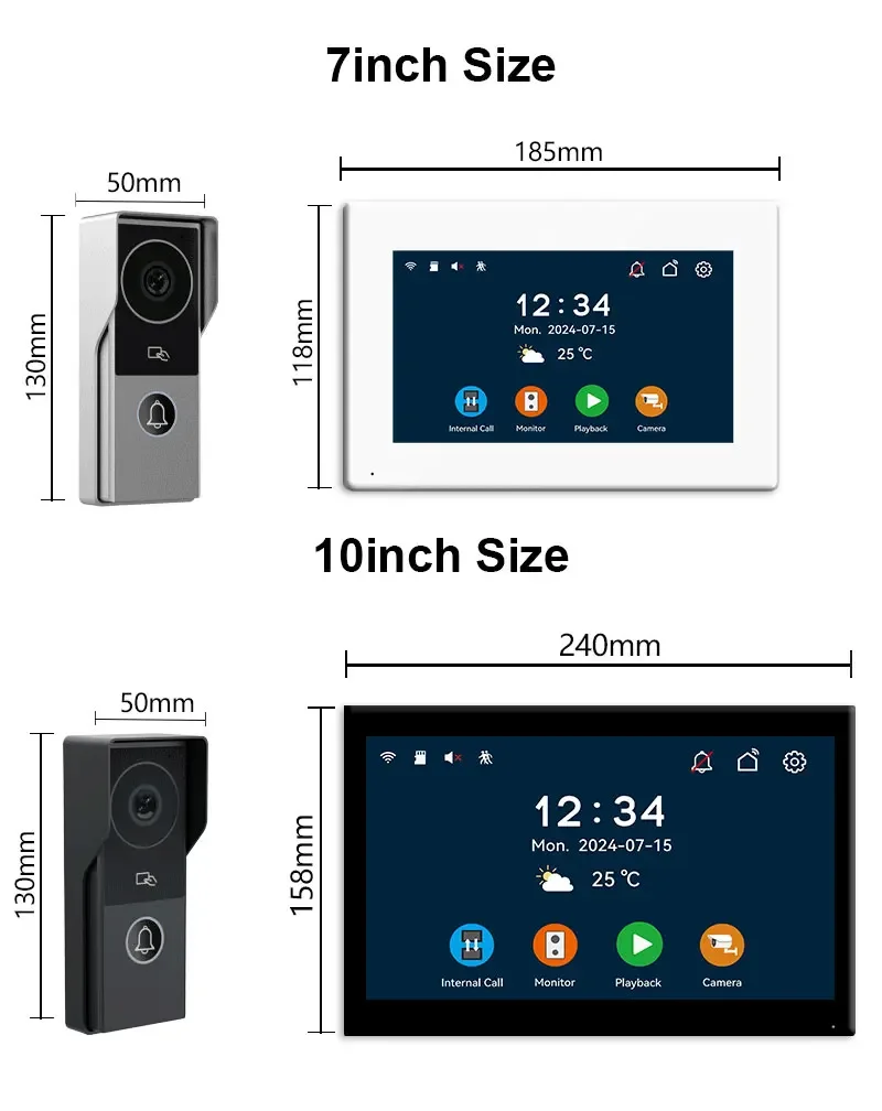 Tuya Smart 1080P 2 Wire Visiophone Doorbell Video Intercom System for Home Metal Door Phone Support IP Camera Safety protection 6
