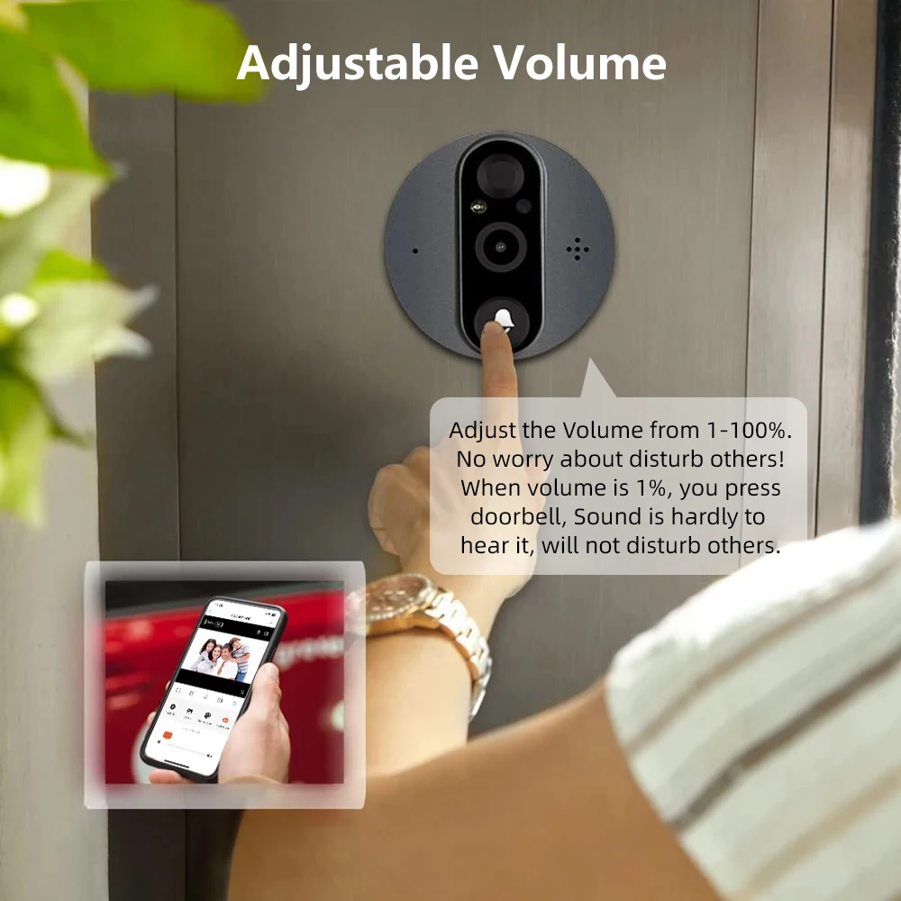 3MP Smart Life Tuya 1080P WiFi Door Bell Eye Peephole Camera 5000mAh Battery PIR Motion Detector IR Alexa Google Digital Viewer 2 3MP Smart Life Tuya 1080P WiFi Door Bell Eye Peephole Camera 5000mAh Battery PIR Motion Detector IR Alexa Google Digital Viewer 2