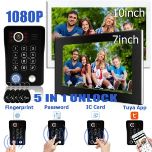 Fingerprint 5in1 Unlock Wifi Doorbell Video Intercom System For Home Doorphone Tuya Smart 1080P Touch Monitor Security Protect – אינטרקום אל