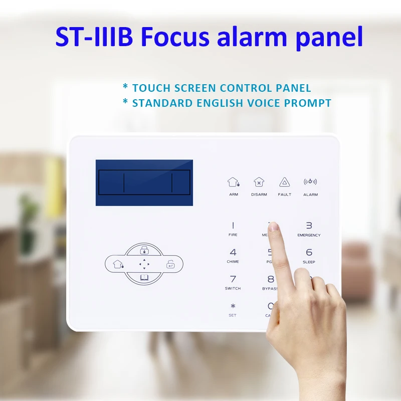 Wireless Focus Meian Burglar Alarm Host ST-IIIB GSM PSTN Network Touchscreen French English Voice 433MHz App Real Time Control Wireless Focus Meian Burglar Alarm Host ST-IIIB GSM PSTN Network Touchscreen French English Voice 433MHz App Real Time Control