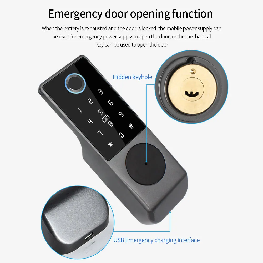 Waterproof Tuya Wifi Remote Control Fingerprint Motor Rim Lock Card Code Smart Door Lock Work for Google Alexa Echo 4 Waterproof Tuya Wifi Remote Control Fingerprint Motor Rim Lock Card Code Smart Door Lock Work for Google Alexa Echo 4