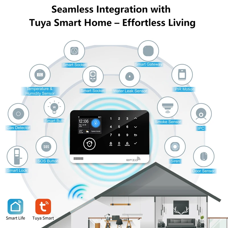 Tuya Smart WiFi GSM Home Security Alarm System - Touch Keyboard RFID APP Control Wireless Anti-Theft with Volume Adjustable 5 Tuya Smart WiFi GSM Home Security Alarm System - Touch Keyboard RFID APP Control Wireless Anti-Theft with Volume Adjustable 5