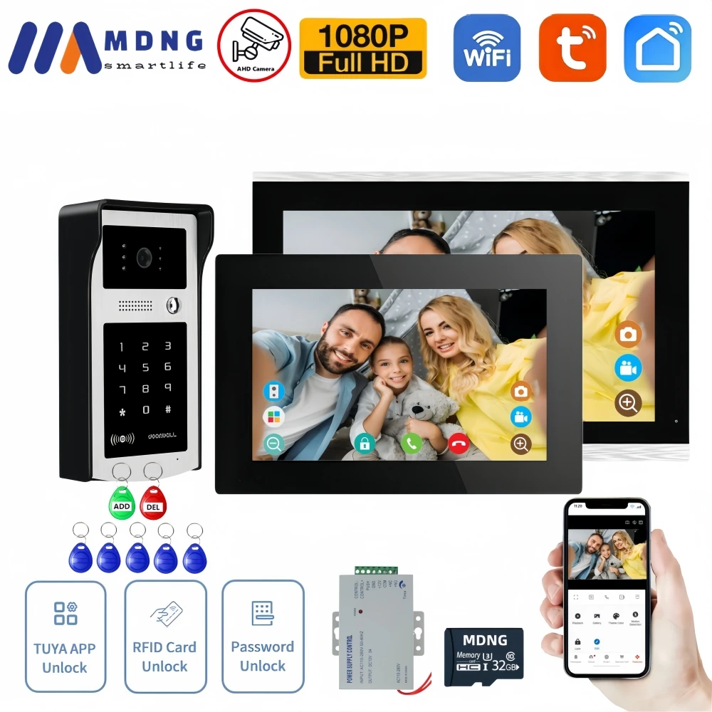 10 Inch Tuya Smart Wifi Video APartment Intercom System 1080P Wireless Doorbell Camera Rfid Unlock Door Entry Intercom Doorman 10 Inch Tuya Smart Wifi Video APartment Intercom System 1080P Wireless Doorbell Camera Rfid Unlock Door Entry Intercom Doorman