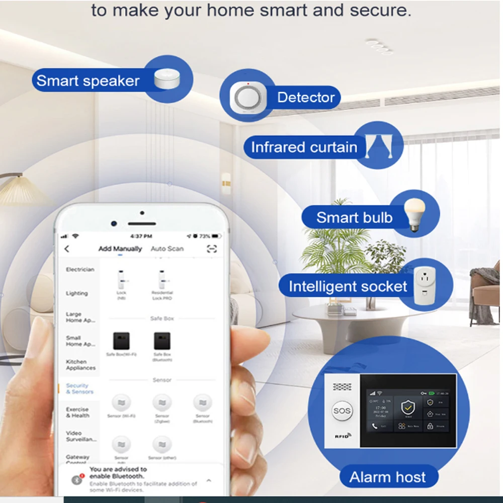 PGST new PG107 intelligent home 4G alarm system, 4.3-inch high-definition touch screen, Tuya, WIFI, GSM GPRS multiple communicat 3 PGST new PG107 intelligent home 4G alarm system, 4.3-inch high-definition touch screen, Tuya, WIFI, GSM GPRS multiple communicat 3