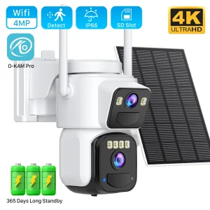 8MP Dual Lens Solar WIFI Security Cameras With Solar Panels Color Night Vision PIR Motion Detection Ourdoor IP Camera O-KAM App 8MP Dual Lens Solar WIFI Security Cameras With Solar Panels Color Night Vision PIR Motion Detection Ourdoor IP Camera O-KAM App