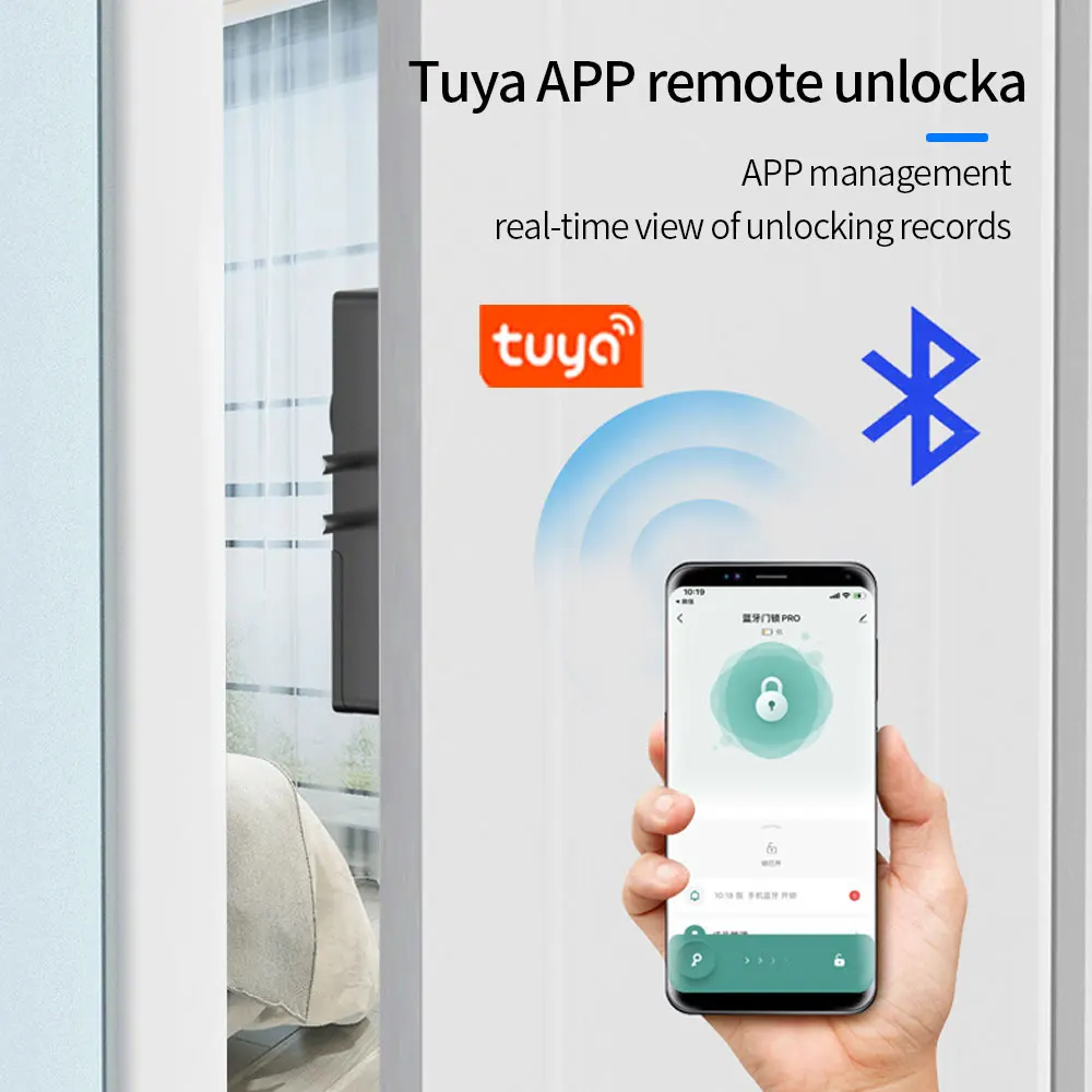 Smart Tuya App Bluetooth Indoor Invisible Lock for Wooden Door Electronic 13.56 IC Card Lock Support Gateway to Wifi 4