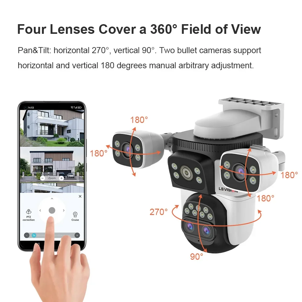 LS VISION 35MP Three Screens WiFi Security Camera Outdoor PTZ 10X Optical Zoom Cameras Auto Tracking CCTV Camera surveillance 6 LS VISION 35MP Three Screens WiFi Security Camera Outdoor PTZ 10X Optical Zoom Cameras Auto Tracking CCTV Camera surveillance 6