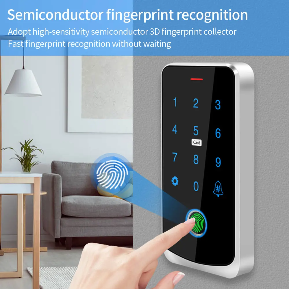 Tuya Smart NFC Bluetooth Biometric Fingerprint Access Control Keypad IP65 13.56MHz RFID Backlit For Touch Commercial Door System 2