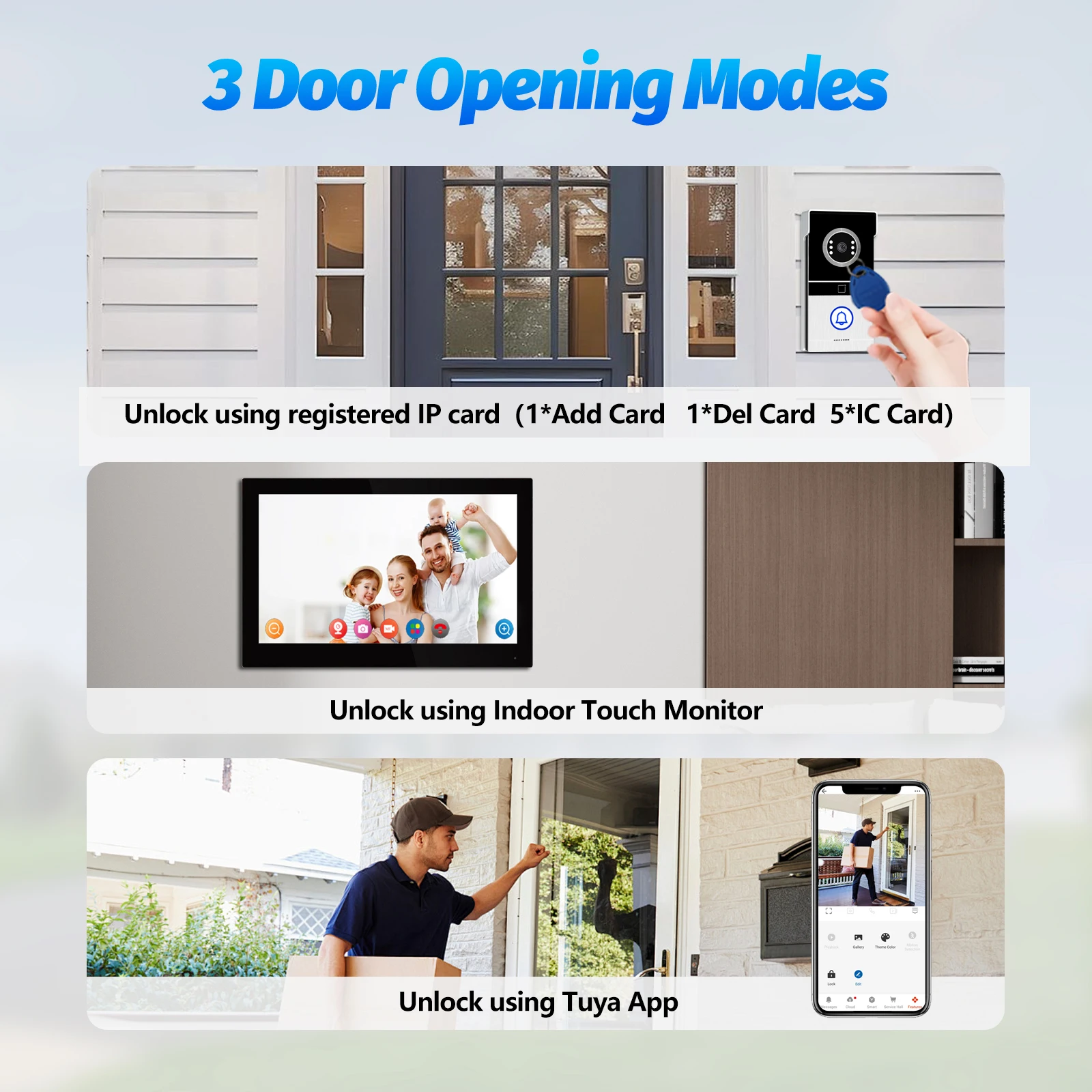 Tuya 2.4GHz WiFi Video Intercom with 7'' HD Display, Dual-Mode Night Vision & Waterproof Design, Video Door Bell for Villa/Gate 6 Tuya 2.4GHz WiFi Video Intercom with 7'' HD Display, Dual-Mode Night Vision & Waterproof Design, Video Door Bell for Villa/Gate 6
