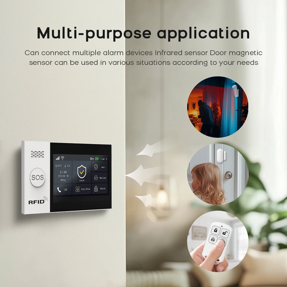 Tuya Smart Life APP Compatible Wireless GSM Alarm System WiFi Burglar Detection Real-Time Alerts for Home Garage Office Shop 4 Tuya Smart Life APP Compatible Wireless GSM Alarm System WiFi Burglar Detection Real-Time Alerts for Home Garage Office Shop 4