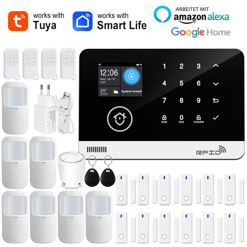 Tuya Smart WiFi GSM Home Security Alarm System - Touch Keyboard RFID APP Control Wireless Anti-Theft with Volume Adjustable Tuya Smart WiFi GSM Home Security Alarm System - Touch Keyboard RFID APP Control Wireless Anti-Theft with Volume Adjustable