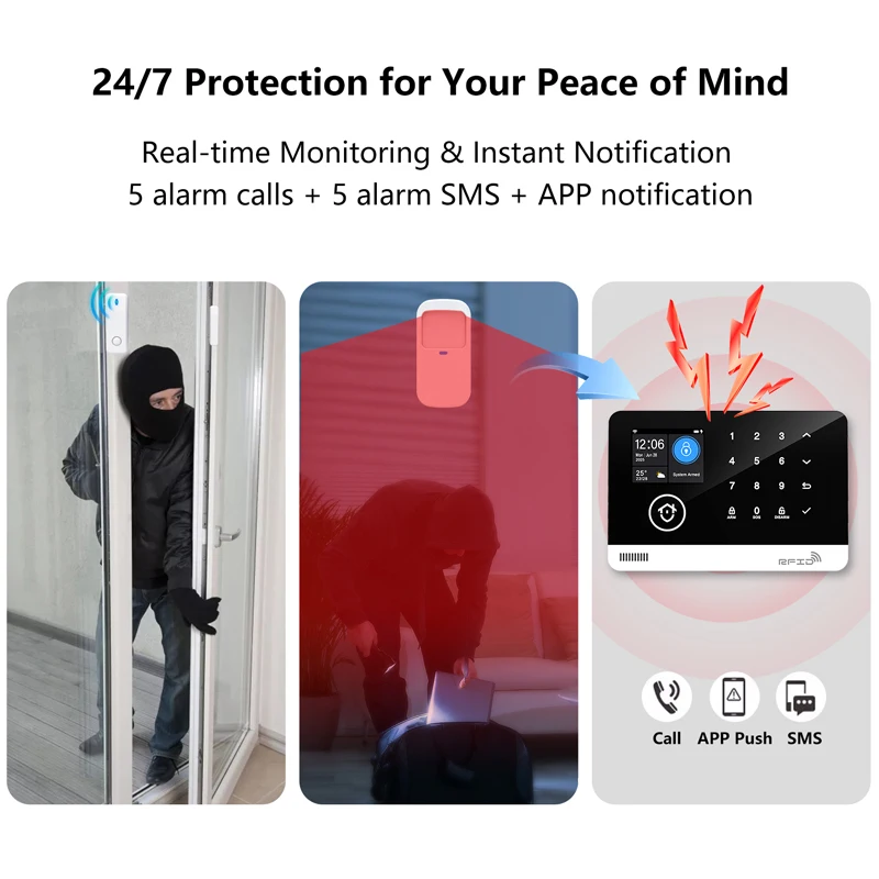 Tuya Smart WiFi GSM Home Security Alarm System - Touch Keyboard RFID APP Control Wireless Anti-Theft with Volume Adjustable 6 Tuya Smart WiFi GSM Home Security Alarm System - Touch Keyboard RFID APP Control Wireless Anti-Theft with Volume Adjustable 6