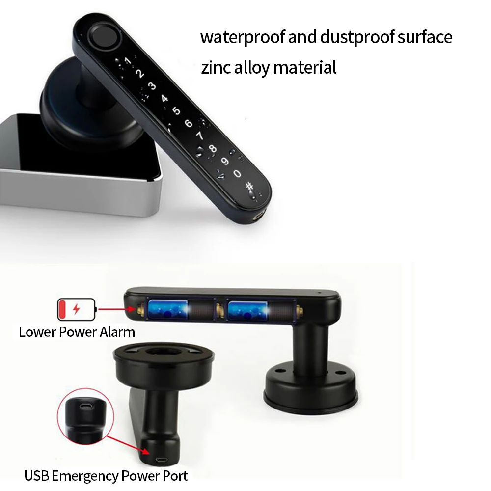Smart Door Lock Handle With Fingerprint Key card Digital Door Lock Keypad Key Entry electronic lock Mobile APP Control 6