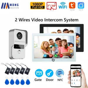2 Wires Digital Video Intercom System 7/10 Inch Wireless WIFI Video Doorphone Tuya Smart WIFI Doorbell Camera for home Apartment – אינטרקום 