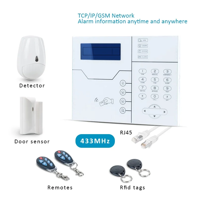 Focus ST-VGT Wireless TCP IP GSM Alarm Kit For Home Security System French/English PIR Motion Sensor Door Sensor for Smart Life 2 Focus ST-VGT Wireless TCP IP GSM Alarm Kit For Home Security System French/English PIR Motion Sensor Door Sensor for Smart Life 2