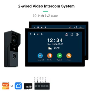 Tuya Smart 1080P 2 Wire Visiophone Doorbell Video Intercom System for Home Metal Door Phone Support IP Camera Safety protection – אינטרקום א