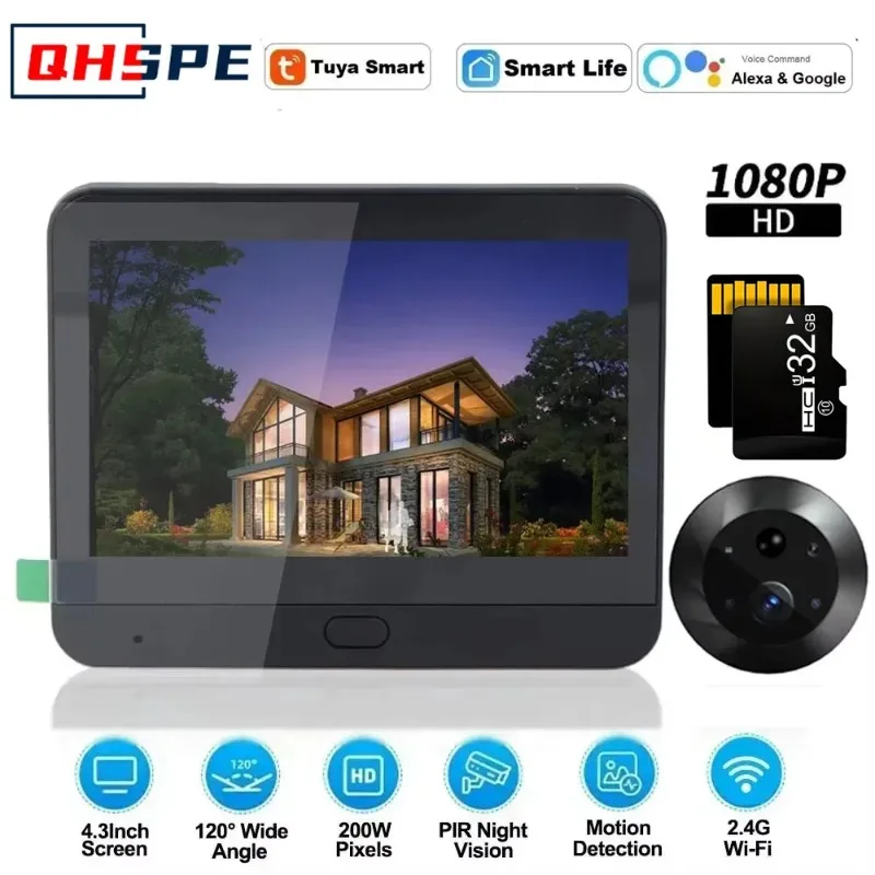 Door Camera Icam365 Peephole camera home wireless phone 4.3 Screen Night PIR wifi wireless Security protection Smart home Door Camera Icam365 Peephole camera home wireless phone 4.3 Screen Night PIR wifi wireless Security protection Smart home