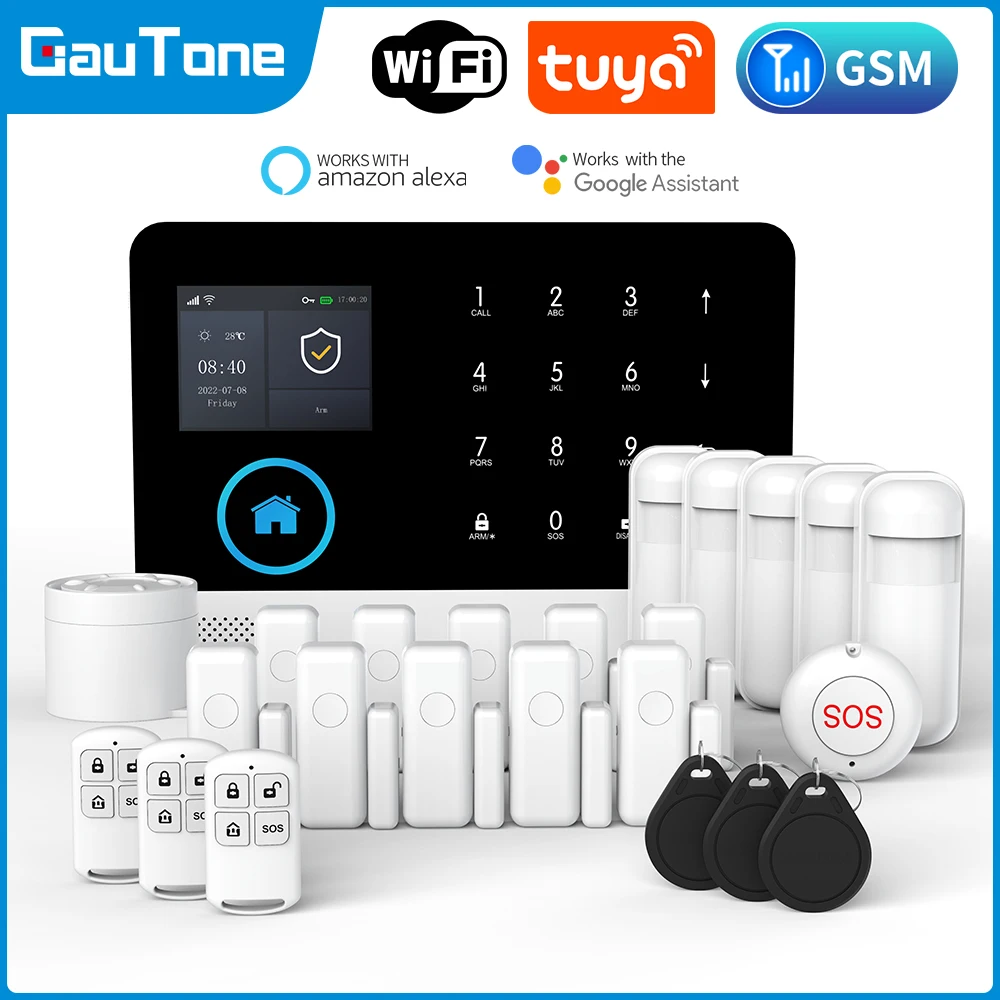 GauTone TUYA GSM Alarm System for Home Burglar Security 433MHz 2G WiFi Alarm Wireless Smart Home App Control PG103 GauTone TUYA GSM Alarm System for Home Burglar Security 433MHz 2G WiFi Alarm Wireless Smart Home App Control PG103