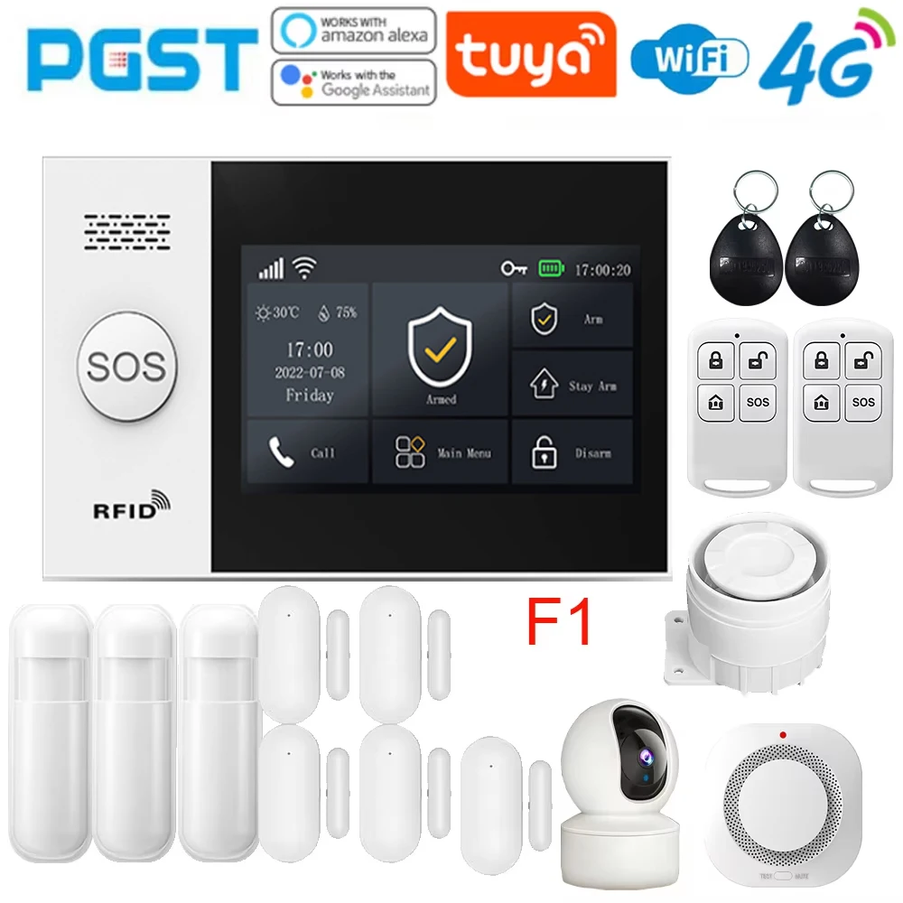 PGST new PG107 intelligent home 4G alarm system, 4.3-inch high-definition touch screen, Tuya, WIFI, GSM GPRS multiple communicat PGST new PG107 intelligent home 4G alarm system, 4.3-inch high-definition touch screen, Tuya, WIFI, GSM GPRS multiple communicat