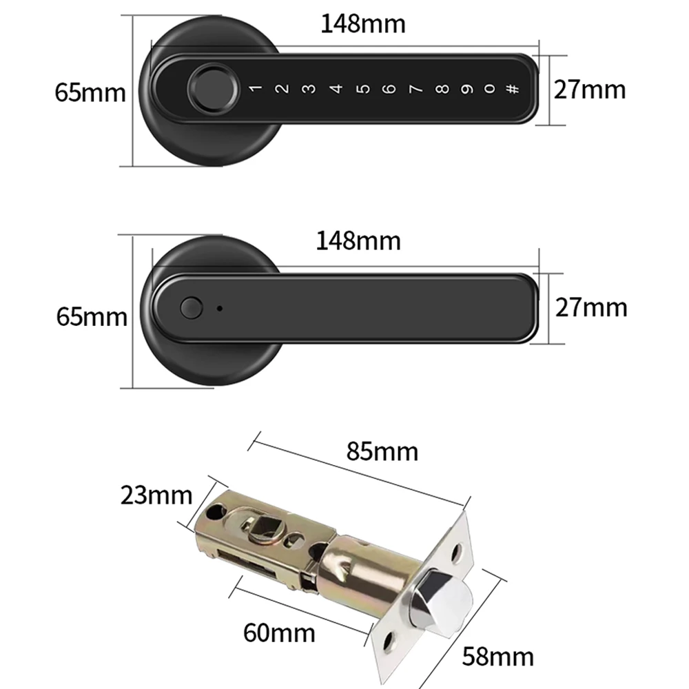 Smart Door Lock Handle With Fingerprint Key card Digital Door Lock Keypad Key Entry electronic lock Mobile APP Control 3