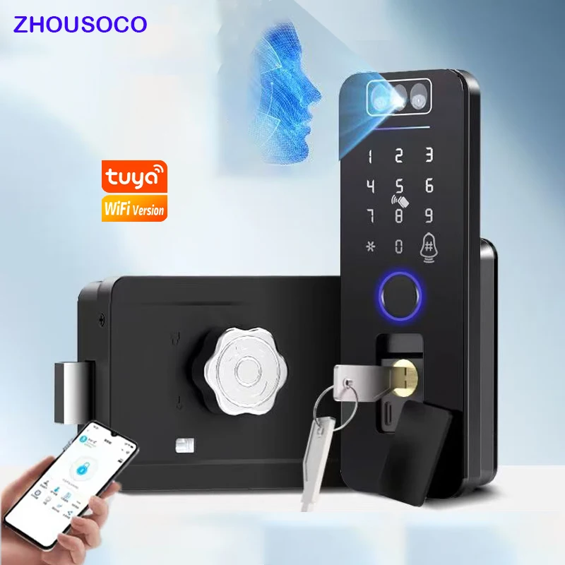 Fingerprint Lock 3D Face Recognition Tuya WiFI App Waterproof Outdoor Gate Passcode Rfid Card Keyless Electronic Smart Door Lock Fingerprint Lock 3D Face Recognition Tuya WiFI App Waterproof Outdoor Gate Passcode Rfid Card Keyless Electronic Smart Door Lock