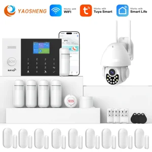 YAOSHENG Security-Protection TUYA Smart Home Alarm System 2G 433MHz WiFi GSM Wireless House App Control Sets PG105 – מערכות אזעקה לבית פרטי
