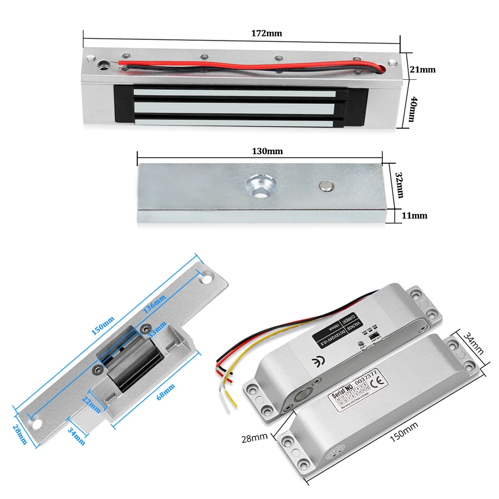 OBO Hands Door Access Control System Kit RFID Keypad + Power Supply + Electric 180KG Magnetic Lock Strike Door Locks for Home 6