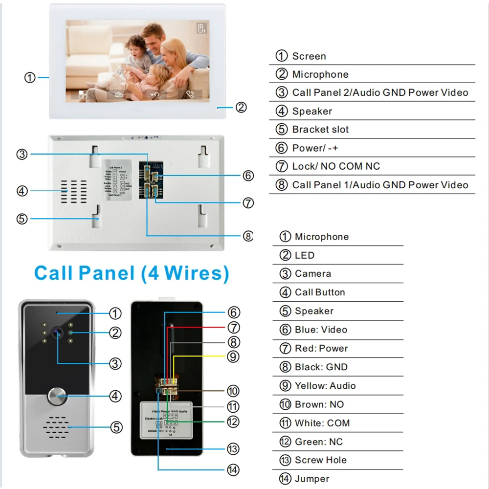 7inch Indoor Monitor Video Intercom System Visual Doorphone Camera Video Doorbell Door Phone Kits for Home IP Villa Apartment 4 7inch Indoor Monitor Video Intercom System Visual Doorphone Camera Video Doorbell Door Phone Kits for Home IP Villa Apartment 4