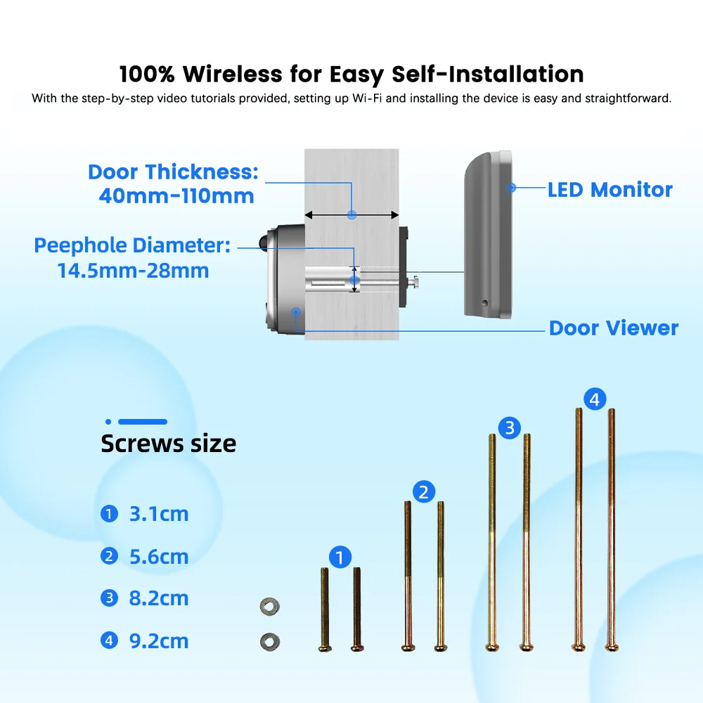 MINI Two Way Audio 3MP Tuya Smart WiFi Digital Door Eye Peephole Viewer No Red Night Exposure Night Vision PIR Camera Wide View 6 MINI Two Way Audio 3MP Tuya Smart WiFi Digital Door Eye Peephole Viewer No Red Night Exposure Night Vision PIR Camera Wide View 6