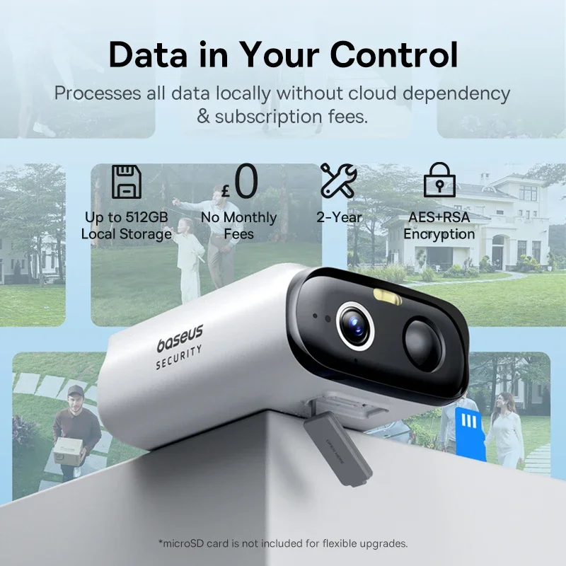 Baseus Security S1 Lite Solar Security Camera Wireless Outdoor Camera Continuous Power 2K Resolution 135°FOV IP67 Wifi Camera 6